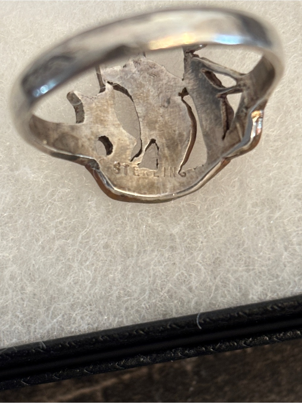 Vintage Ship Cutout Sterling Silver and Brass Ring - Picture 3 of 7